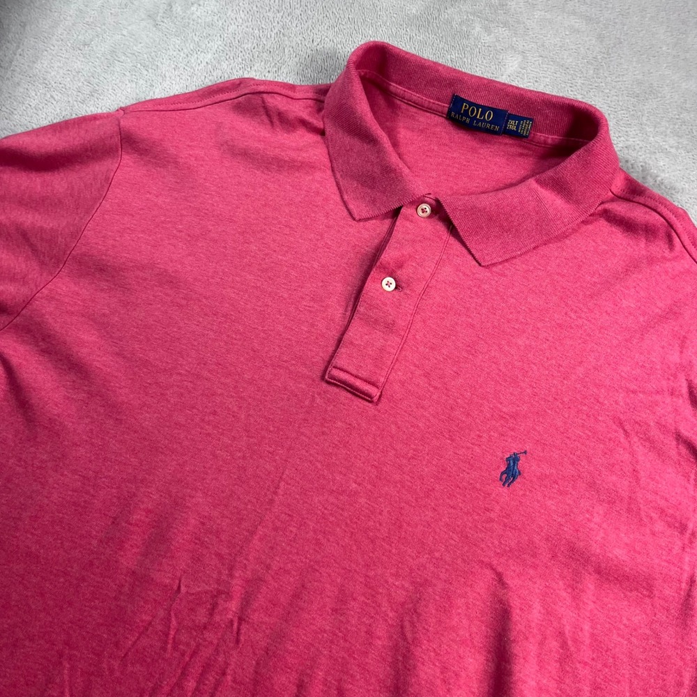 Polo Ralph Lauren Men 2XLT Pink Heather Short Sleeve Pony Logo Polo Shirt